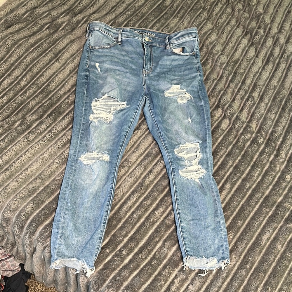 Distressed Blue Jeans